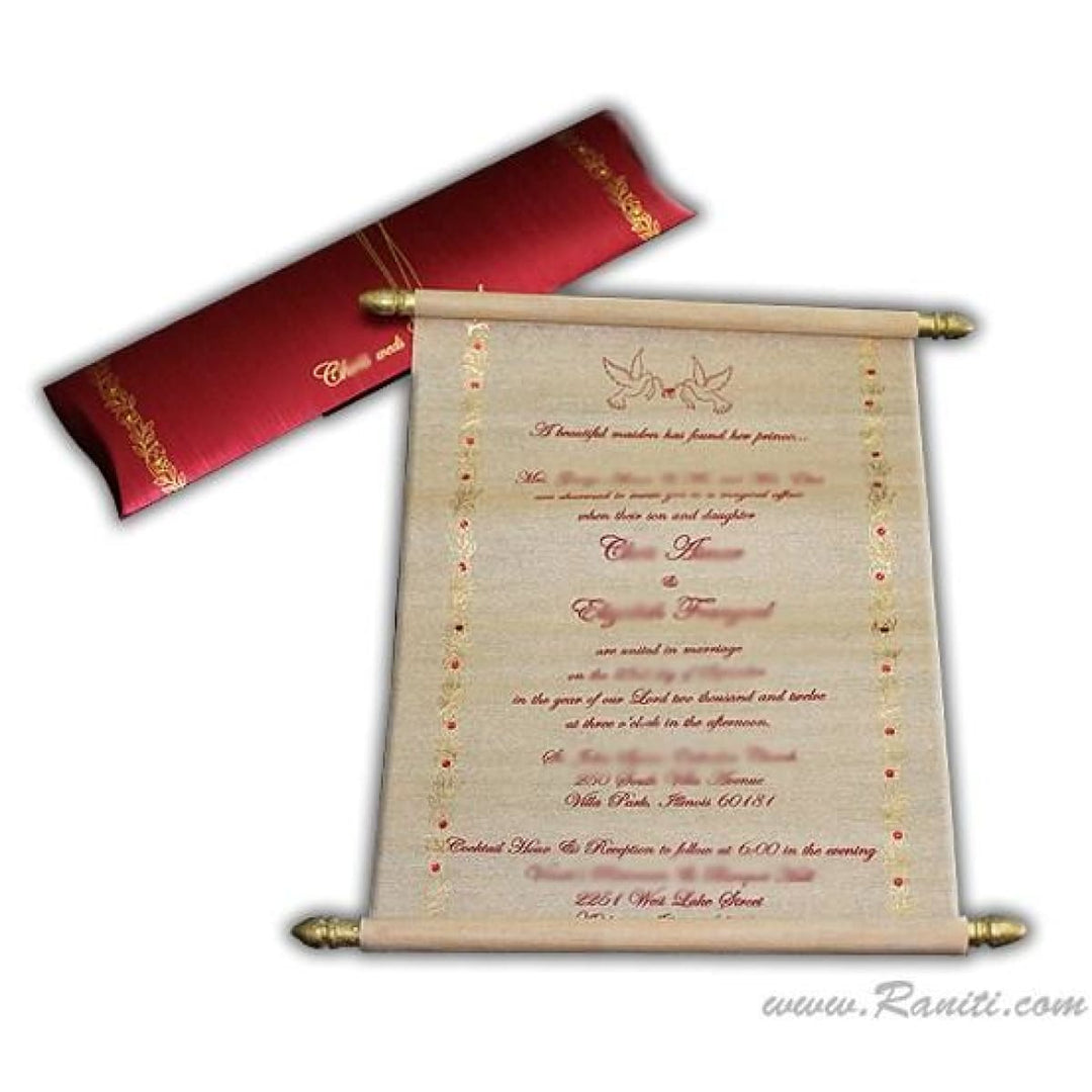 Gold Foil Print Woolly Paper Custom Scroll Wedding Invitation Card AMSC-12 freeshipping - Raniti LLC - Custom Invitations & Stationery