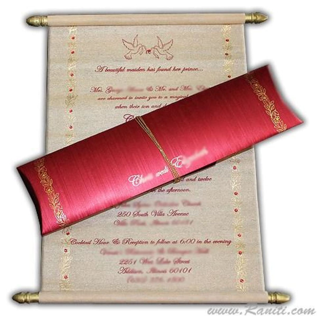 Gold Foil Print Woolly Paper Custom Scroll Wedding Invitation Card AMSC-12 freeshipping - Raniti LLC - Custom Invitations & Stationery