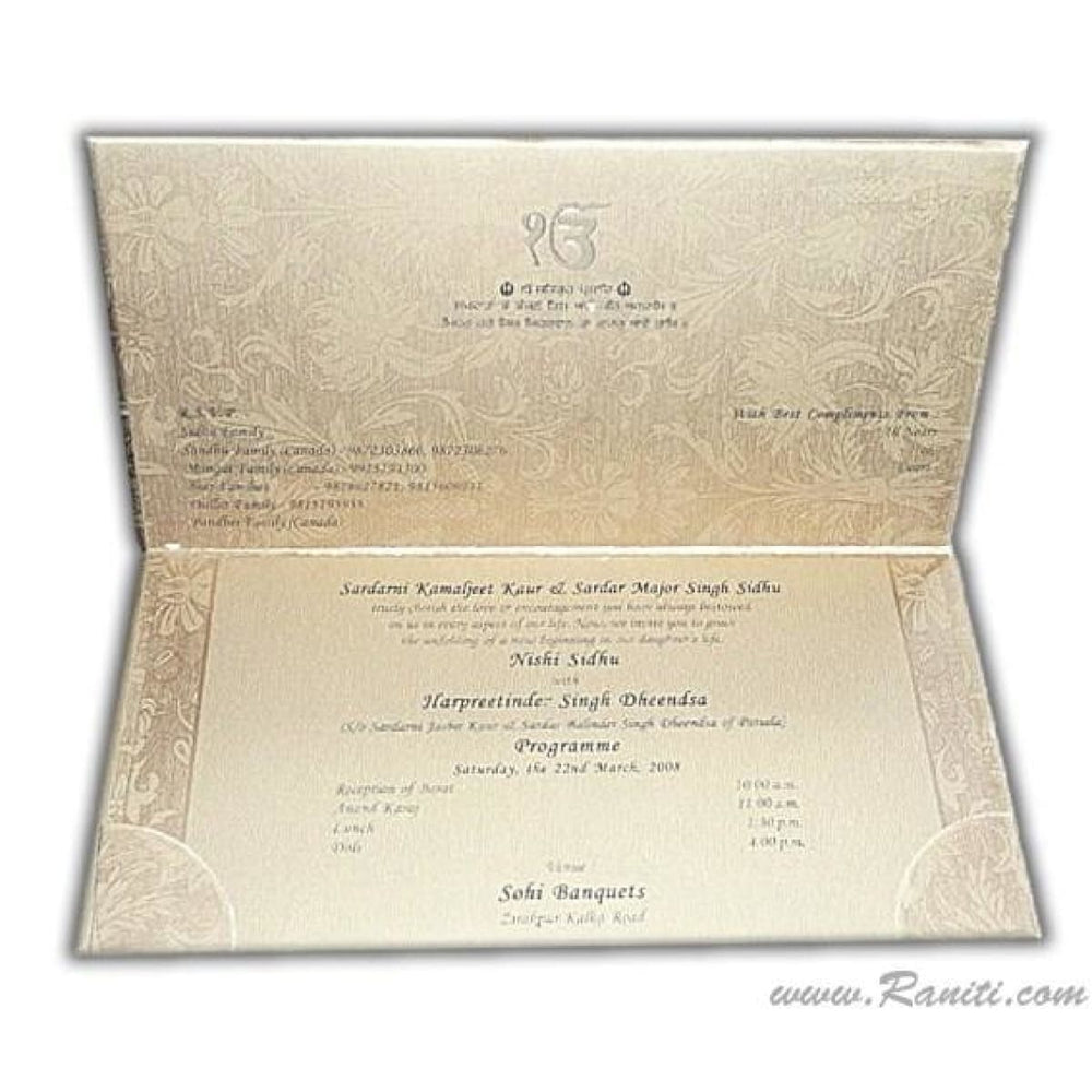 Golden Classic Custom Hard Cover Invitation Card with Damask and Foil Print Monogram His & Her Collection AMH-58 freeshipping - Raniti LLC - Custom Invitations & Stationery