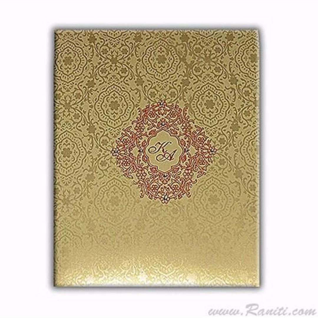 Golden Traditional Custom Wedding Invitation Card with Multiple Inserts in Red print AM-522 freeshipping - Raniti LLC - Custom Invitations & Stationery