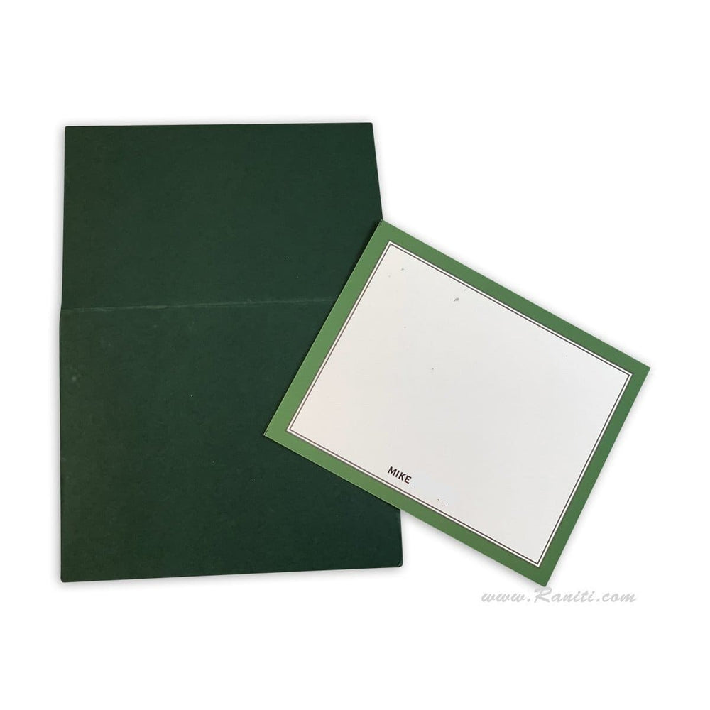 Green and White Geometric Design Custom Personalized Classic Note Cards Gift Tag Cards with Envelope | Pack of 25-50 and 100 Note Cards AMNC-10 freeshipping - Raniti LLC - Custom Invitations & Stationery