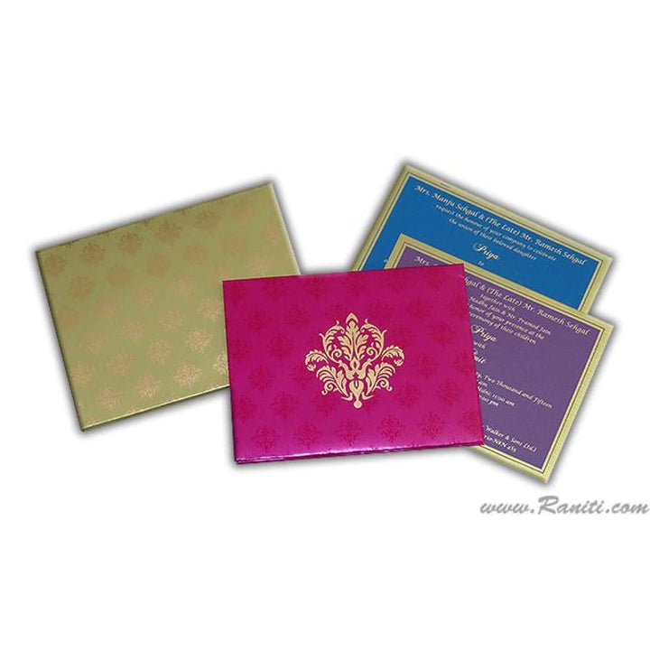 Heavy Back Custom Invitation Card with Damask Print, Monogram and Multicolored Inserts | Luxury Invitation Card Online  AMH-2 freeshipping - Raniti LLC - Custom Invitations & Stationery