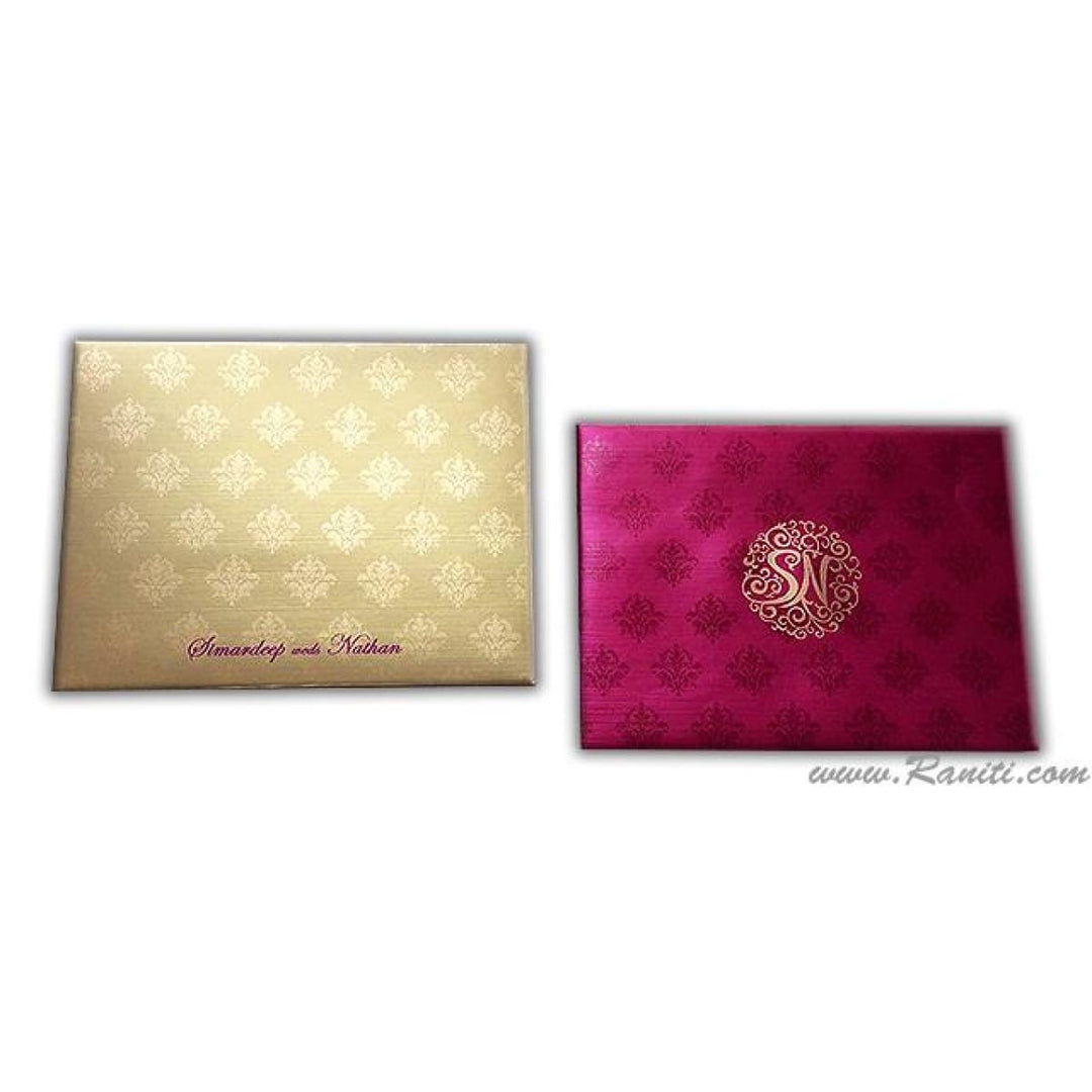 Heavy Back Custom Invitation Card with Damask Print, Monogram and Multicolored Inserts | Luxury Invitation Card Online  AMH-2 freeshipping - Raniti LLC - Custom Invitations & Stationery