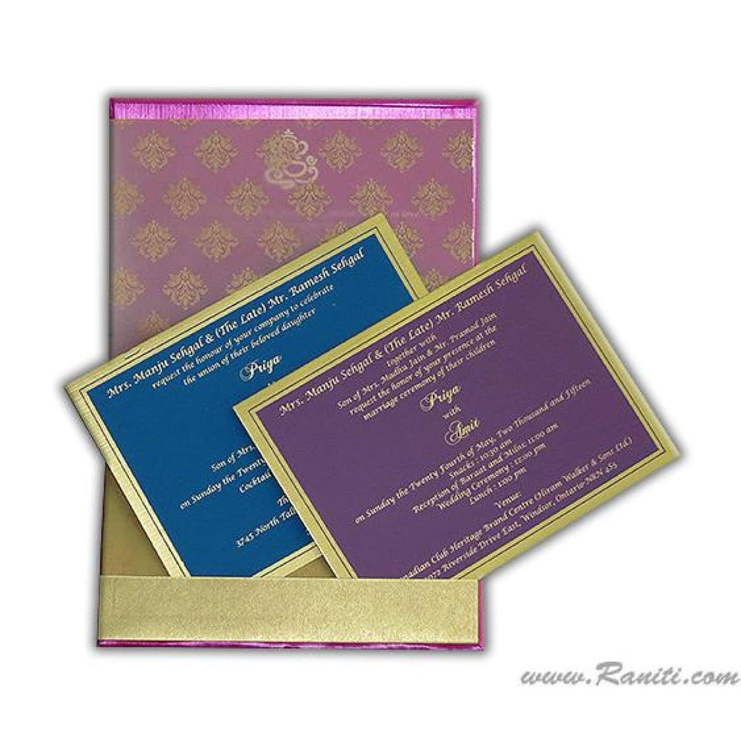 Heavy Back Custom Invitation Card with Damask Print, Monogram and Multicolored Inserts | Luxury Invitation Card Online  AMH-2 freeshipping - Raniti LLC - Custom Invitations & Stationery