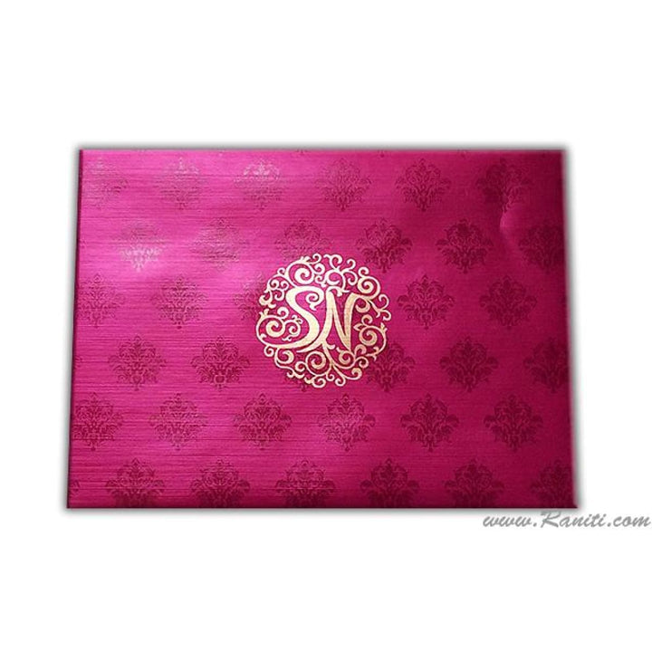Heavy Back Custom Invitation Card with Damask Print, Monogram and Multicolored Inserts | Luxury Invitation Card Online  AMH-2 freeshipping - Raniti LLC - Custom Invitations & Stationery