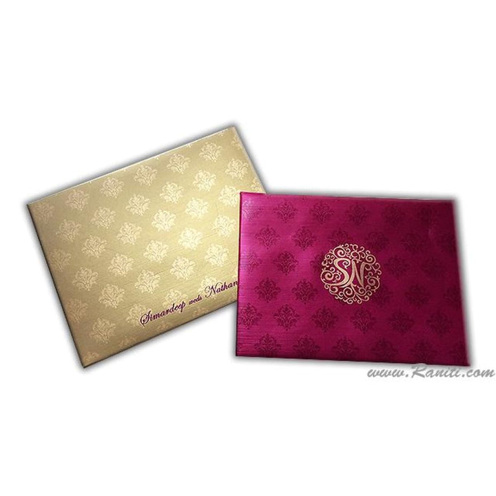 Heavy Back Custom Invitation Card with Damask Print, Monogram and Multicolored Inserts | Luxury Invitation Card Online  AMH-2 freeshipping - Raniti LLC - Custom Invitations & Stationery