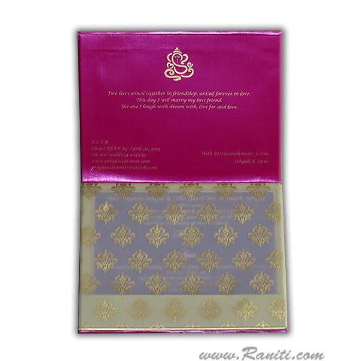 Heavy Back Custom Invitation Card with Damask Print, Monogram and Multicolored Inserts | Luxury Invitation Card Online  AMH-2 freeshipping - Raniti LLC - Custom Invitations & Stationery