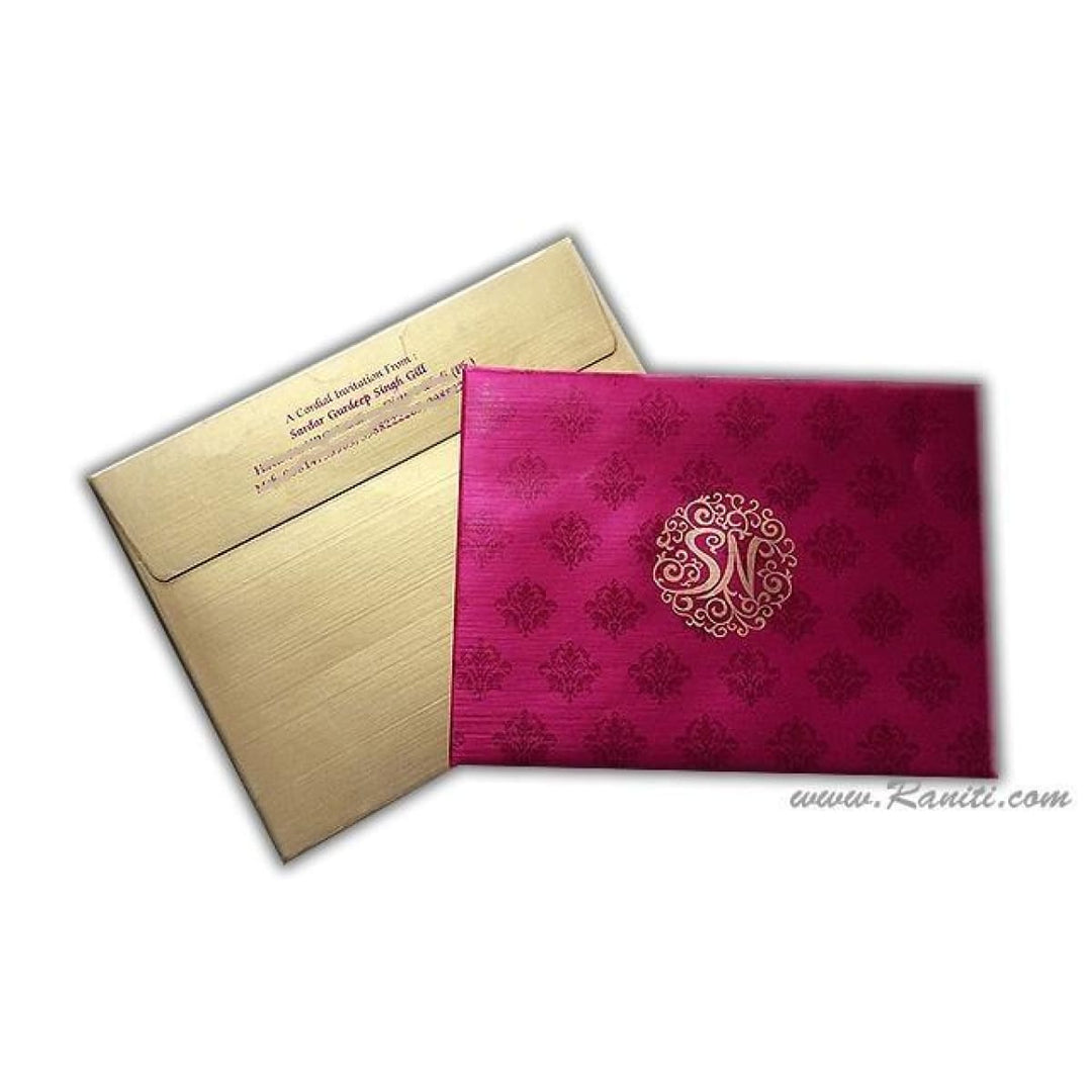 Heavy Back Custom Invitation Card with Damask Print, Monogram and Multicolored Inserts | Luxury Invitation Card Online  AMH-2 freeshipping - Raniti LLC - Custom Invitations & Stationery