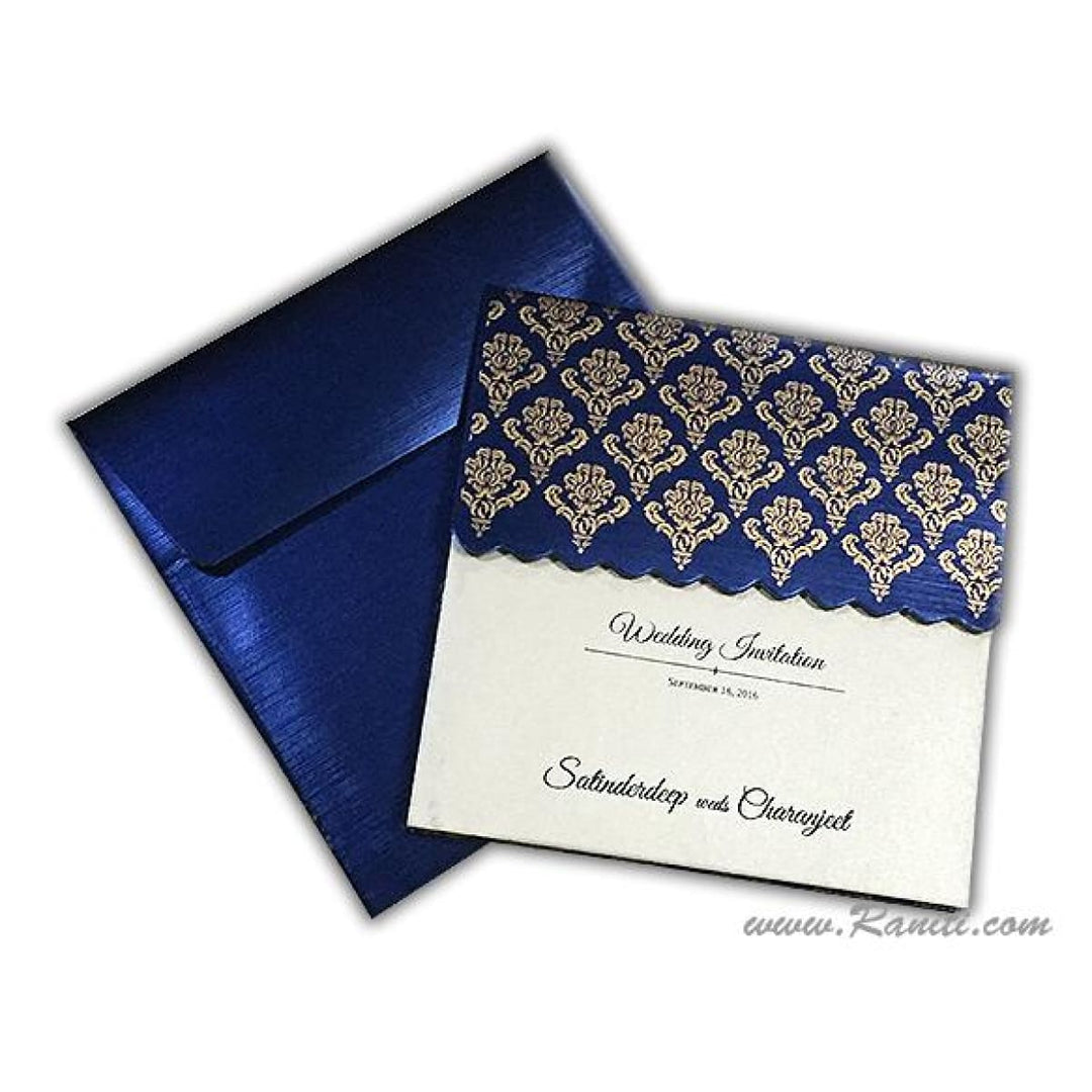 His and Her 6 x 6 Dark Blue and White Custom Invitation Card, Bride & Groom Set Custom Wedding Card AM-268 freeshipping - Raniti LLC - Custom Invitations & Stationery