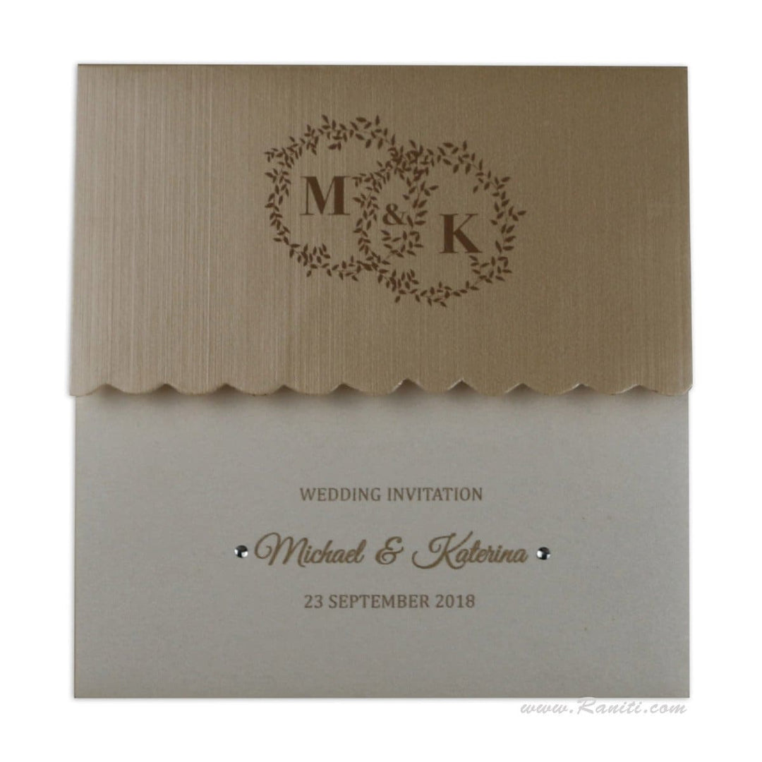 His and Her 6 x 6 Golden and White Custom Invitation Card, Bride & Groom Set Custom Wedding Card AM-19 freeshipping - Raniti LLC - Custom Invitations & Stationery