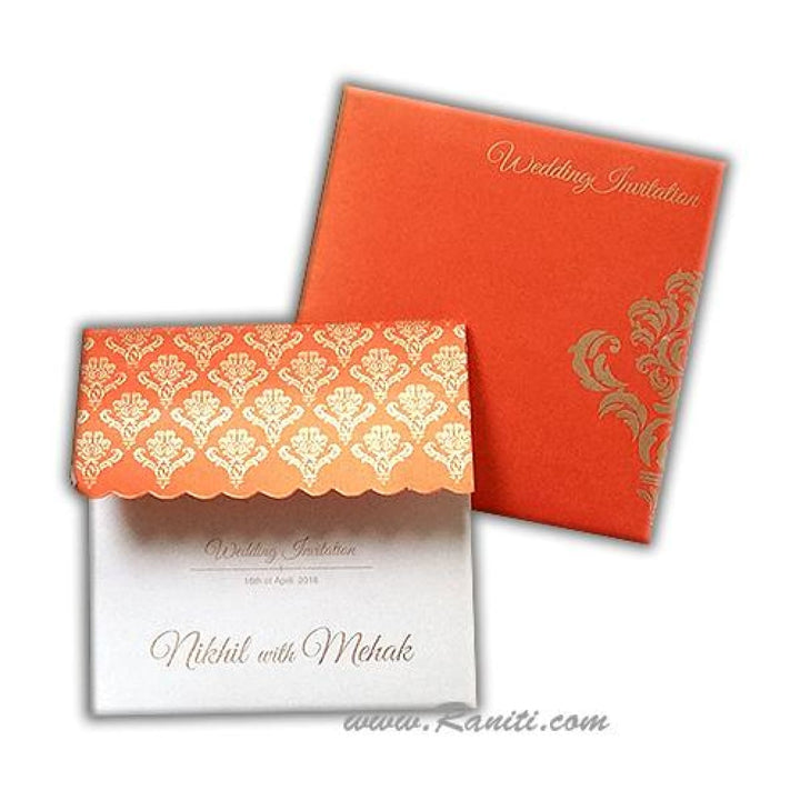 His and Her 6 x 6 Orange and White Custom Invitation Card, Bride & Groom Set Custom Wedding Invitation Card AM-202 freeshipping - Raniti LLC - Custom Invitations & Stationery