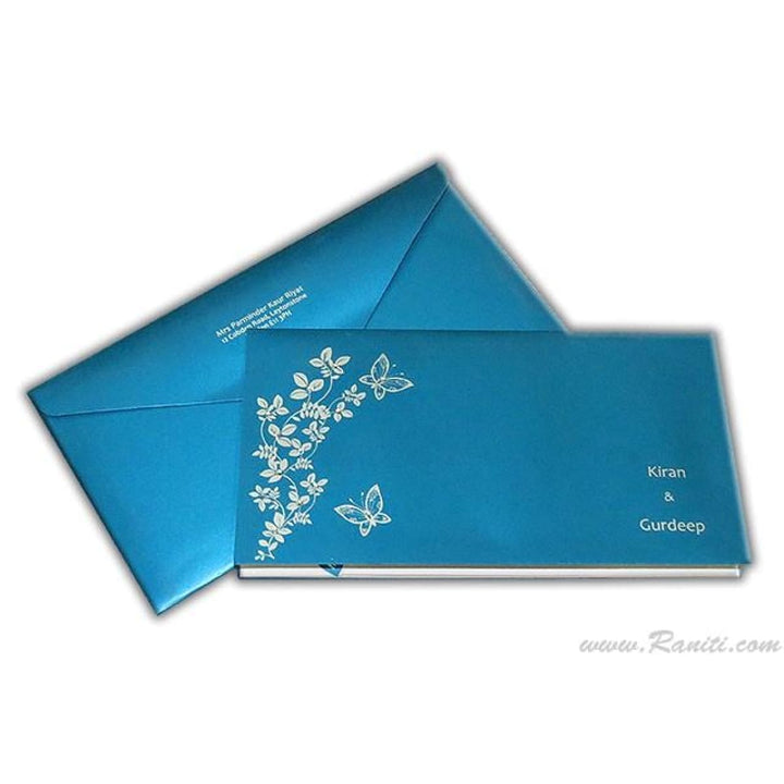 His and Her Blue and White Butterfly Theme Custom Invitation Card, Bride & Groom Set Custom Invitation AM-620 freeshipping - Raniti LLC - Custom Invitations & Stationery