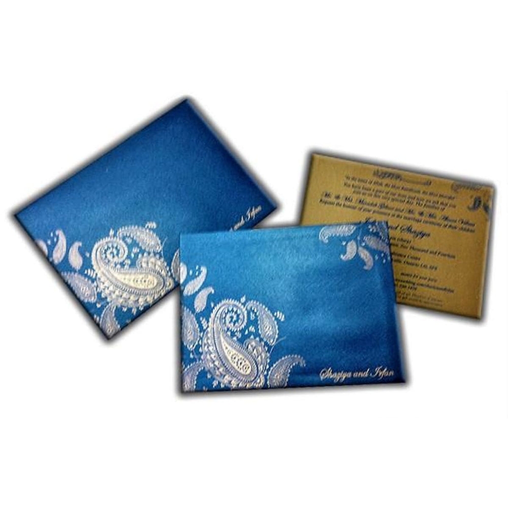 His and Her Dark Blue and Golden Custom Invitation Card, Bride & Groom Set Custom Paisley Theme Invitation AM-474 freeshipping - Raniti LLC - Custom Invitations & Stationery