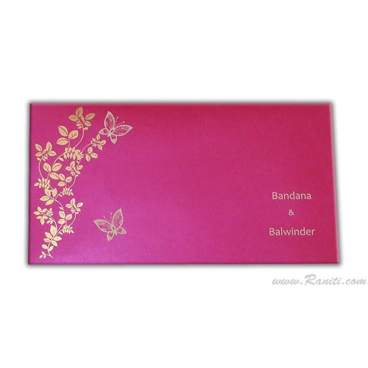 His and Her Fuchsia Pink Butterfly Theme Custom Invitation Card, Bride & Groom Set Custom Invitation AM-581 freeshipping - Raniti LLC - Custom Invitations & Stationery