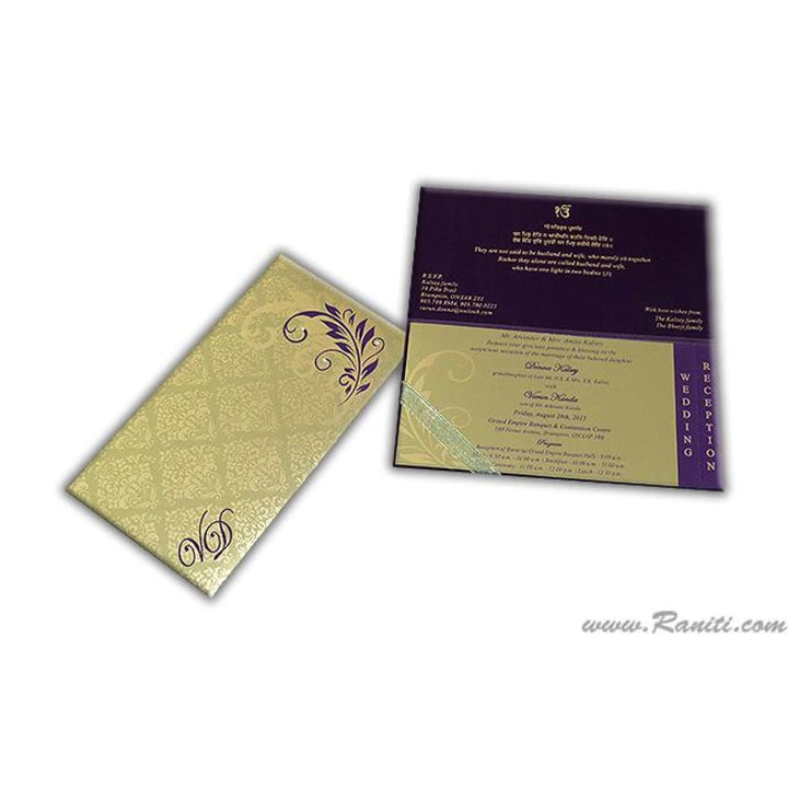 His and Her Purple and Golden Custom Invitation Card, Bride & Groom Set Custom Invitation AM-49 freeshipping - Raniti LLC - Custom Invitations & Stationery