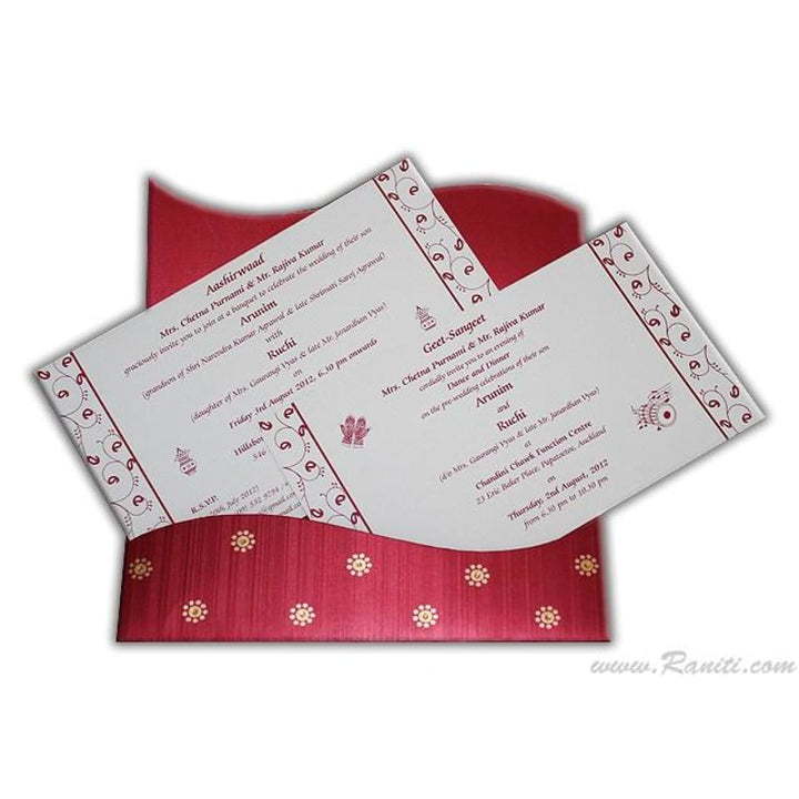 His and Her Red and White Custom Invitation Card with Stones, Bride & Groom Set Custom Invitation AM-303 freeshipping - Raniti LLC - Custom Invitations & Stationery