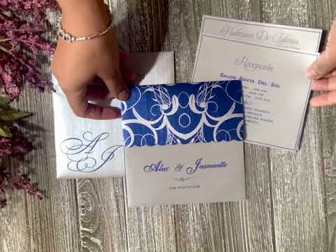 His and Her 6 x 6 Blue and White Interfaith Custom Wedding Invitation Card, Bride & Groom Set Custom Wedding Card AM-22