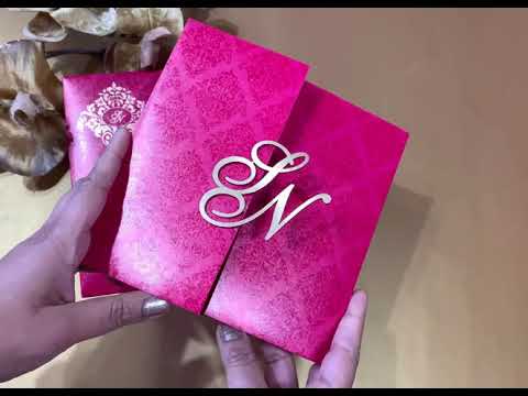 Laser Cut Initials Gatefold His and Her Custom Invitation Card, Bride and Groom Combined Invitation Set AML-404