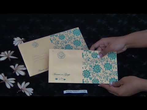 His and Her Teal and Golden Custom Invitation Card, Bride & Groom Set Custom Invitation AM-44