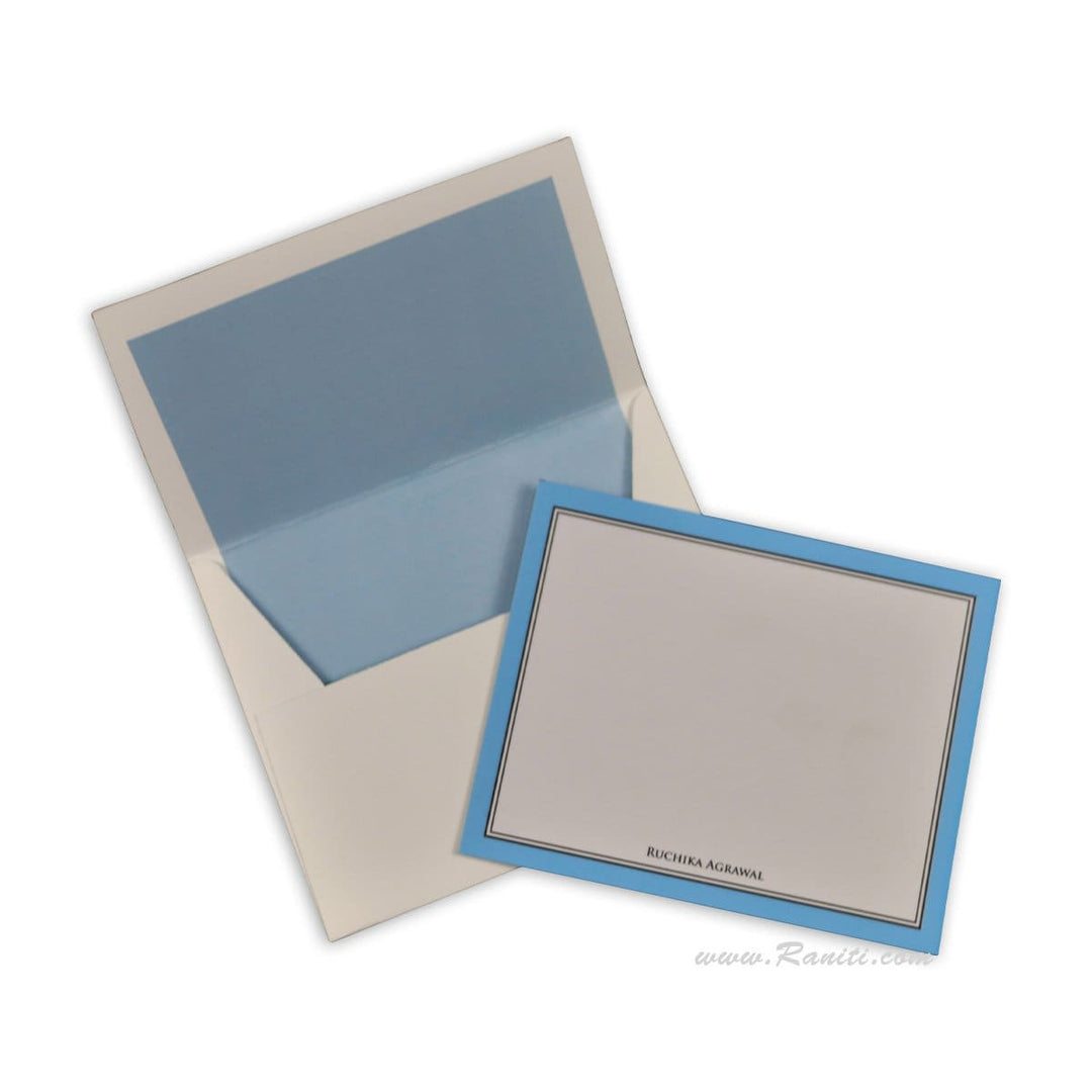 Ice Blue and White Geometric Design Custom Personalized Classic Note Cards Gift Tag Cards with Envelope | Pack of 25-50 and 100 Note Cards ACNC-12 freeshipping - Raniti LLC - Custom Invitations & Stationery