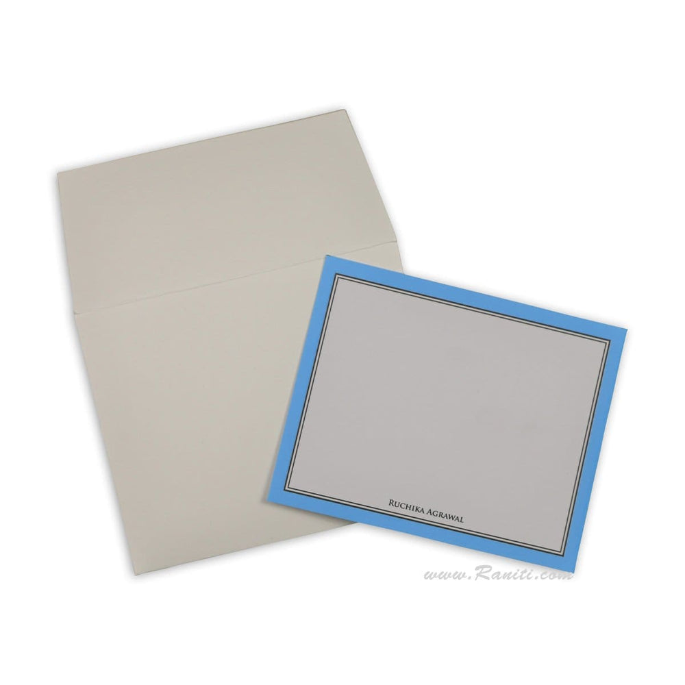 Ice Blue and White Geometric Design Custom Personalized Classic Note Cards Gift Tag Cards with Envelope | Pack of 25-50 and 100 Note Cards ACNC-12 freeshipping - Raniti LLC - Custom Invitations & Stationery