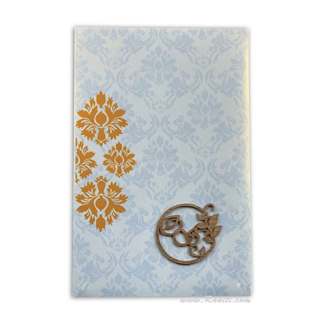 Ice Blue Portrait Hard Cover Custom Invitation Folder Card with Multiple Inserts and Laser cut Monogram AMHL-199 freeshipping - Raniti LLC - Custom Invitations & Stationery