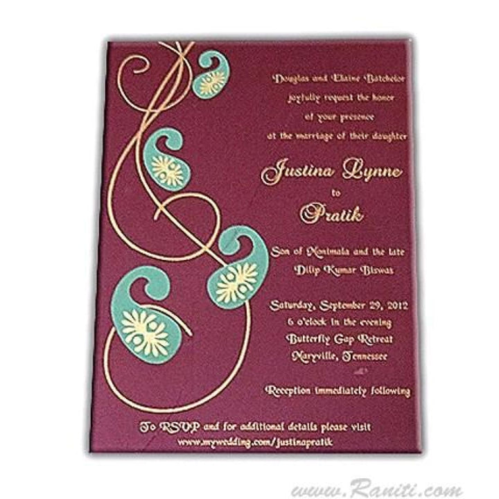 Interfaith Wedding His & Her Couple Set Invitations | Peacock & Paisley Design Purple Elegant Custom Invitation Card AM-524 freeshipping - Raniti LLC - Custom Invitations & Stationery