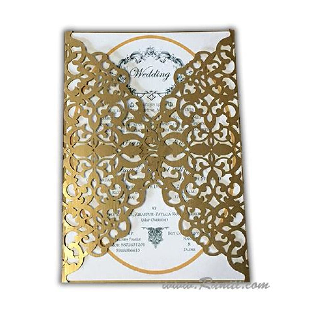 Laser Cut Golden Gate Fold Custom Invitation Card with Blue Cascading Inserts AML-196 freeshipping - Raniti LLC - Custom Invitations & Stationery