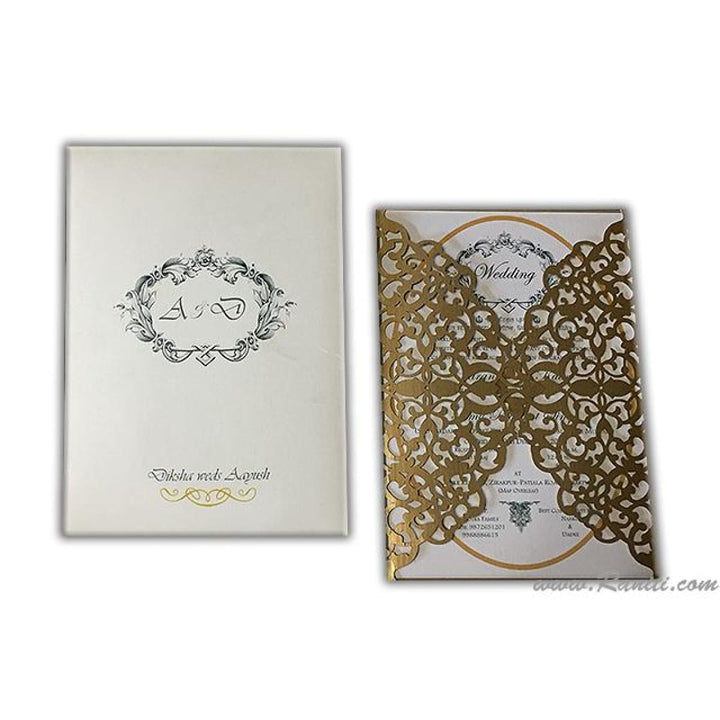 Laser Cut Golden Gate Fold Custom Invitation Card with White Cascading Inserts AML-251 freeshipping - Raniti LLC - Custom Invitations & Stationery