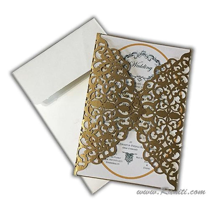 Laser Cut Golden Gate Fold Custom Invitation Card with White Cascading Inserts AML-251 freeshipping - Raniti LLC - Custom Invitations & Stationery