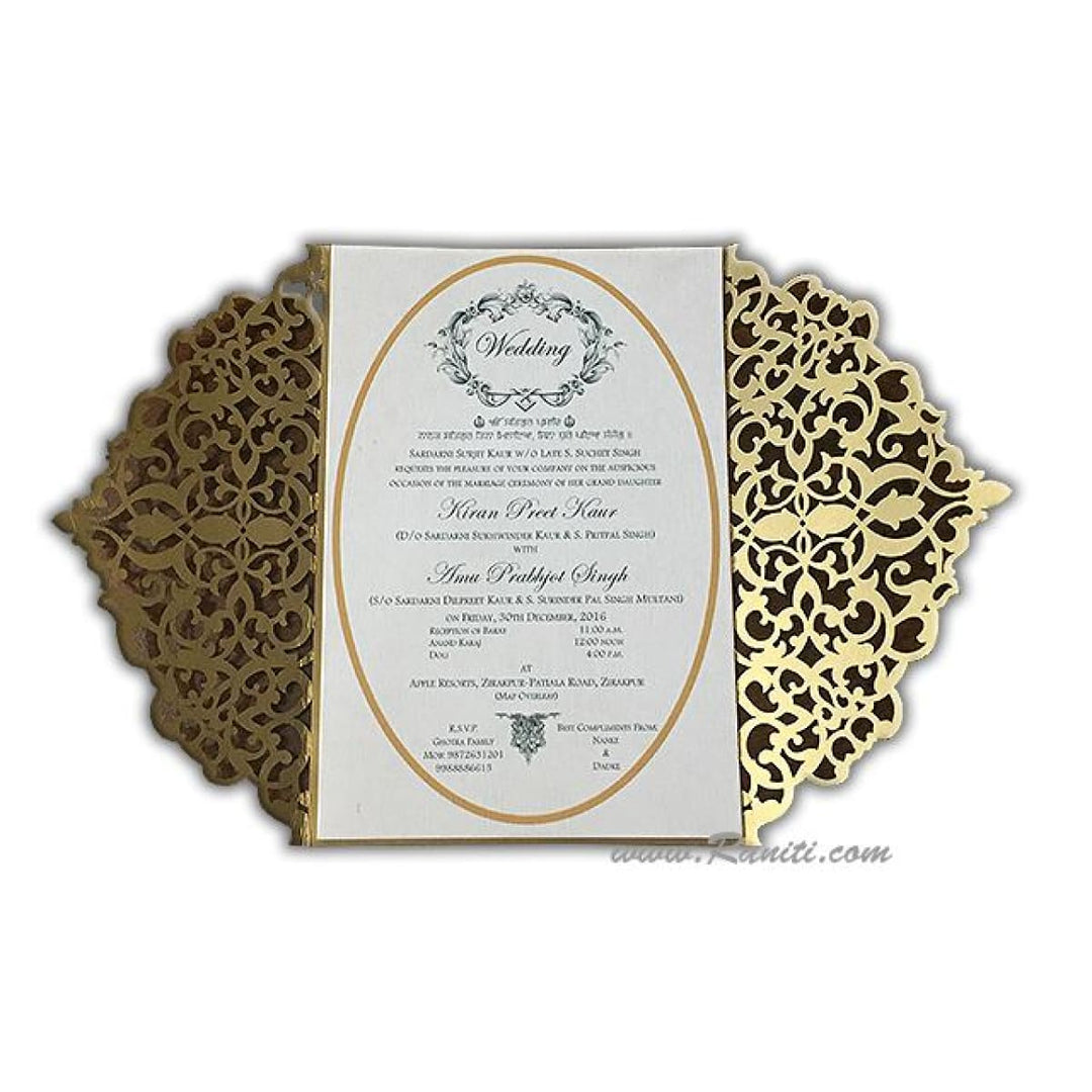 Laser Cut Golden Gate Fold Custom Invitation Card with White Cascading Inserts AML-251 freeshipping - Raniti LLC - Custom Invitations & Stationery