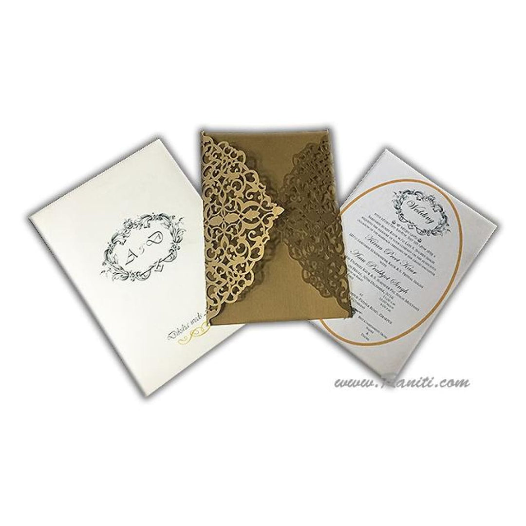 Laser Cut Golden Gate Fold Custom Invitation Card with White Cascading Inserts AML-251 freeshipping - Raniti LLC - Custom Invitations & Stationery