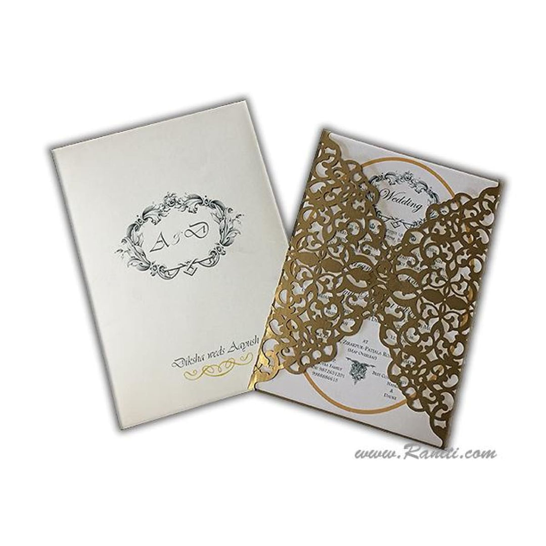 Laser Cut Golden Gate Fold Custom Invitation Card with White Cascading Inserts AML-251 freeshipping - Raniti LLC - Custom Invitations & Stationery