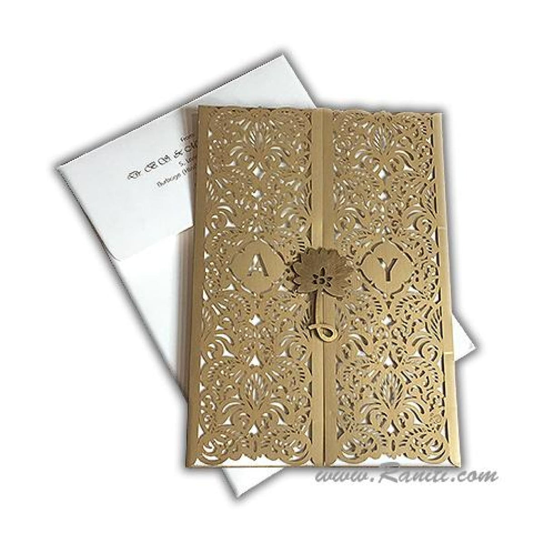 Laser Cut Golden Gate Fold Custom Invitation Card with White Cascading Inserts AML-360 freeshipping - Raniti LLC - Custom Invitations & Stationery