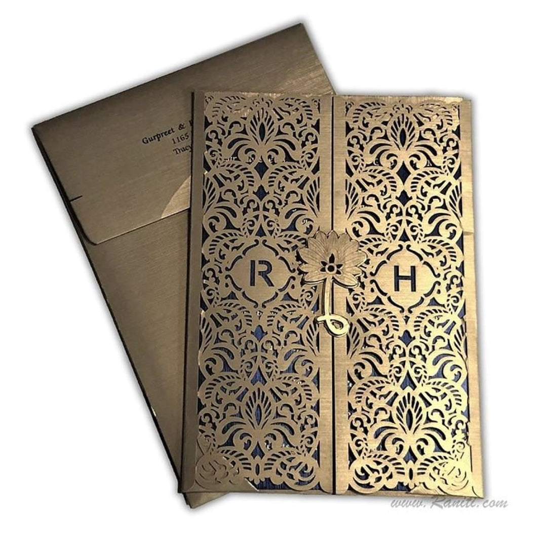 Laser Cut Golden Gate Fold Custom Invitation Card with White Cascading Inserts AML-360 freeshipping - Raniti LLC - Custom Invitations & Stationery