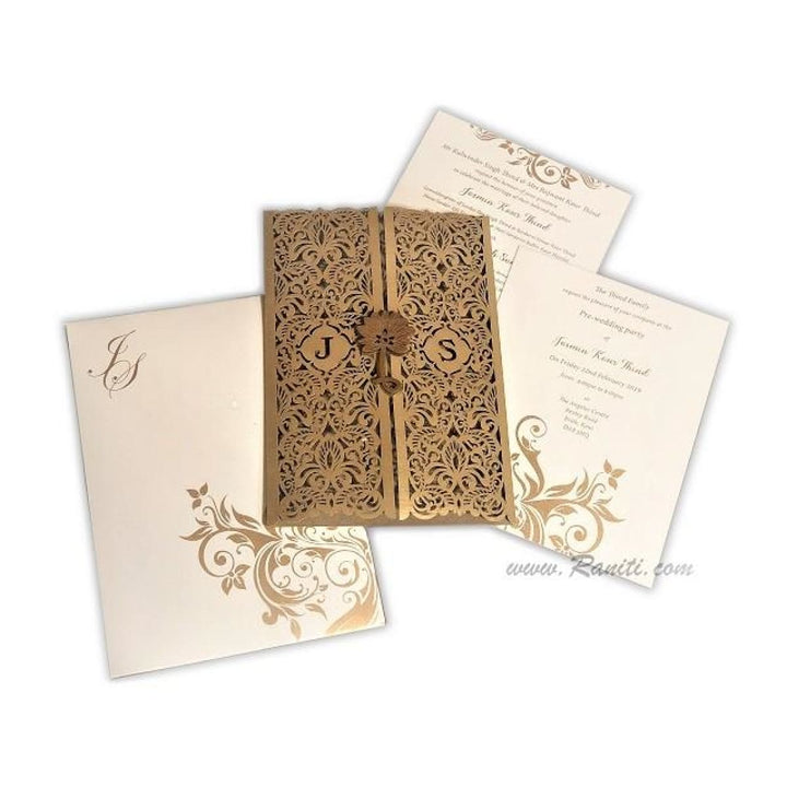 Laser Cut Golden Gate Fold Custom Invitation Card with White Cascading Inserts AML-360 freeshipping - Raniti LLC - Custom Invitations & Stationery