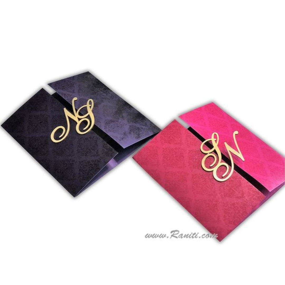 Laser Cut Initials Gatefold His and Her Custom Invitation Card, Bride and Groom Combined Invitation Set AML-404 freeshipping - Raniti LLC - Custom Invitations & Stationery