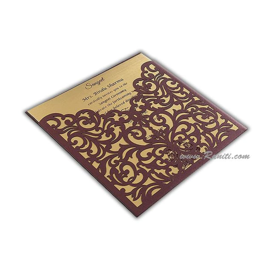 Laser cut Pocket Folder Custom Design Laser Cut Purple, Pink and Golden Custom Invitation Card AML-289 freeshipping - Raniti LLC - Custom Invitations & Stationery