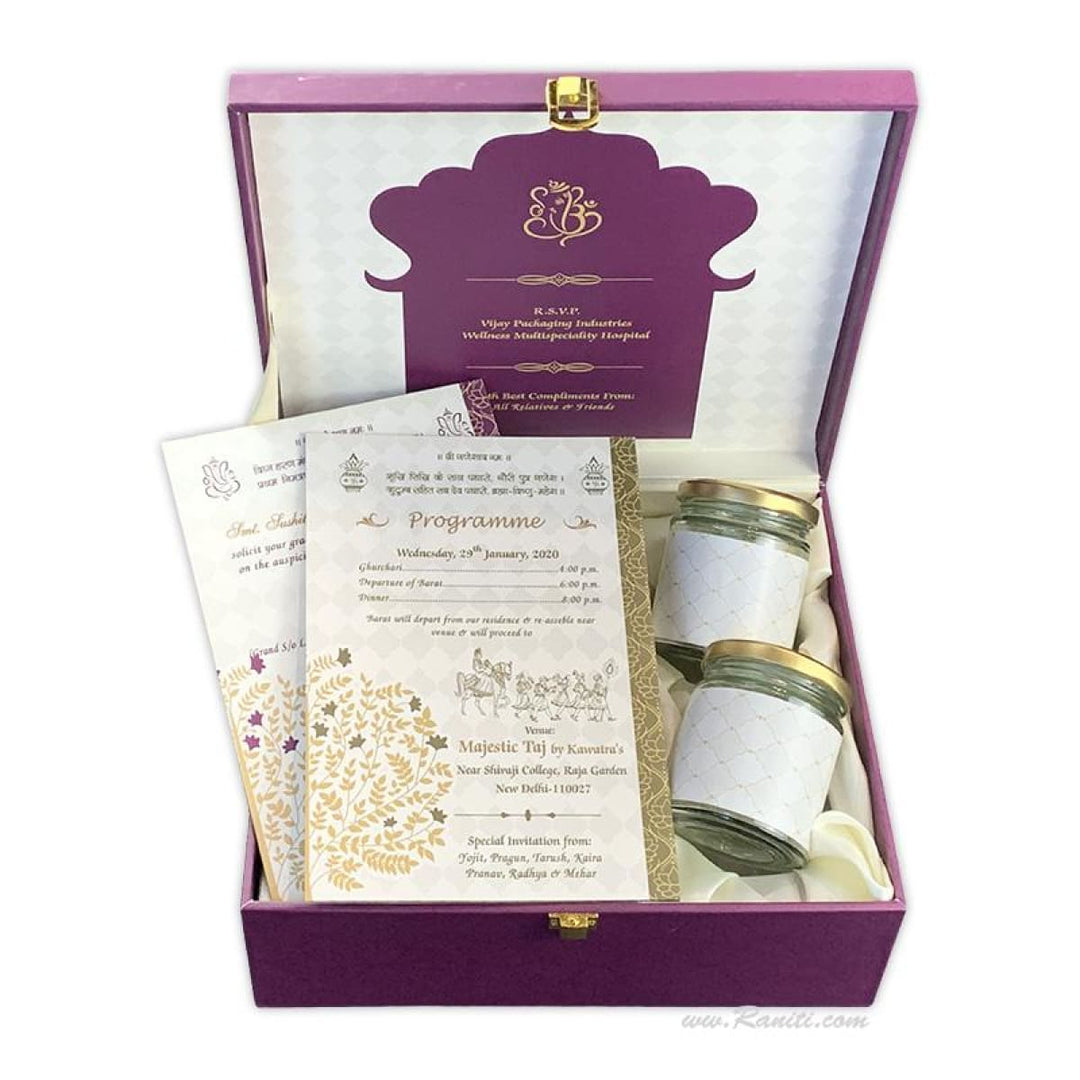 Custom Royal Luxury Boxed Wedding Invitation with Gift Jars | Interfaith Boxed Wedding Invitation ACDB-3 freeshipping - Raniti LLC - Custom Invitations & Stationery