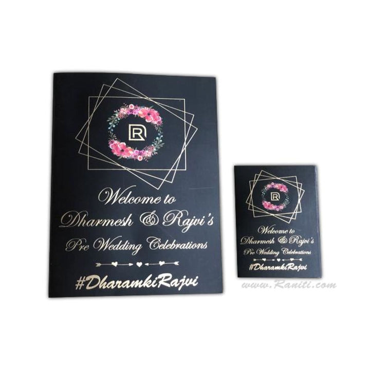 Luxury Wedding Event Guest Itinerary and Guest Room Key Card Holder Black and Floral Theme | Custom Personalized Wedding Stationery JVDKCIT-4 freeshipping - Raniti LLC - Custom Invitations & Stationery