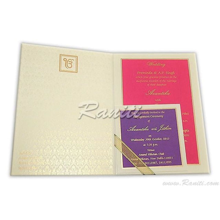 Monogram Foil Print Custom Invitation Card with Multiple Inserts | White Wedding Invitation Card AM-23 freeshipping - Raniti LLC - Custom Invitations & Stationery