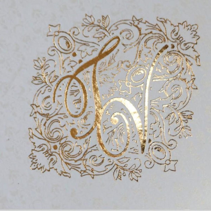 Monogram Foil Print Custom Invitation Card with Multiple Inserts | White Wedding Invitation Card AM-23 freeshipping - Raniti LLC - Custom Invitations & Stationery