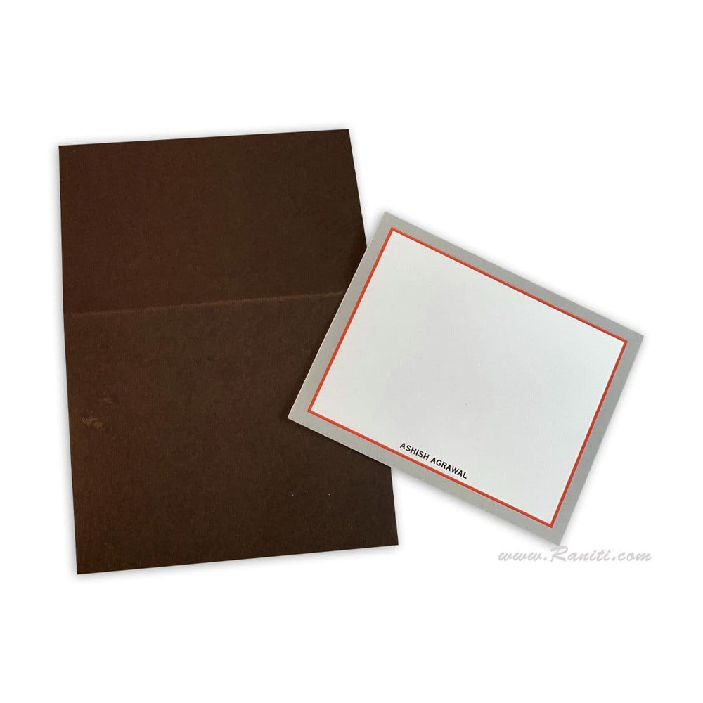 Orange, Brown and White Geometric Design Custom Personalized Classic Note Cards Gift Tag Cards with Envelope | Pack of 25-50 and 100 Note Cards AMNC-9 freeshipping - Raniti LLC - Custom Invitations & Stationery