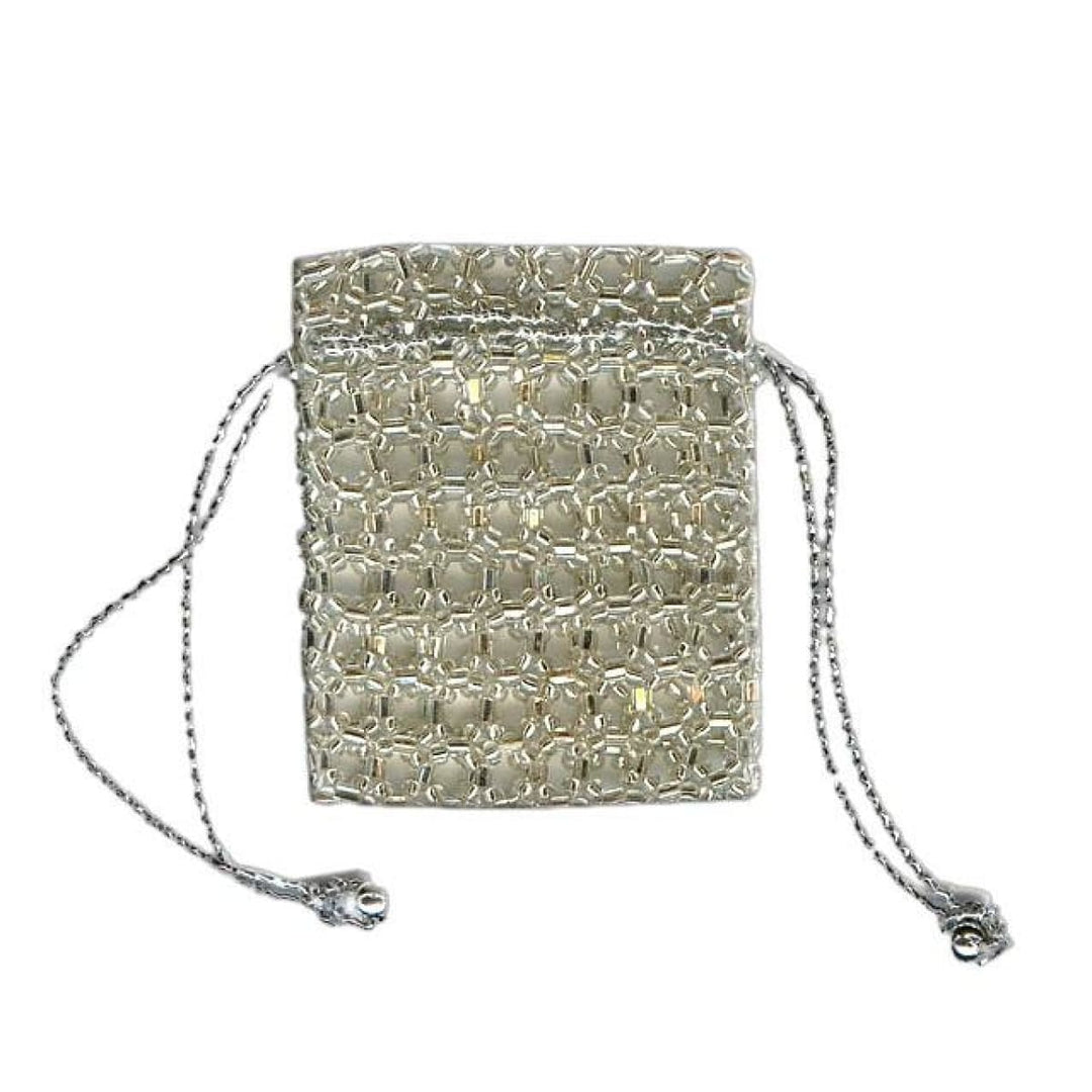 Pack Of 9 beaded token bags | Silver Coin Drawstring Gift bag | Traditional Bags For Jewelry Gifts TB-9 freeshipping - Raniti LLC - Custom Invitations & Stationery