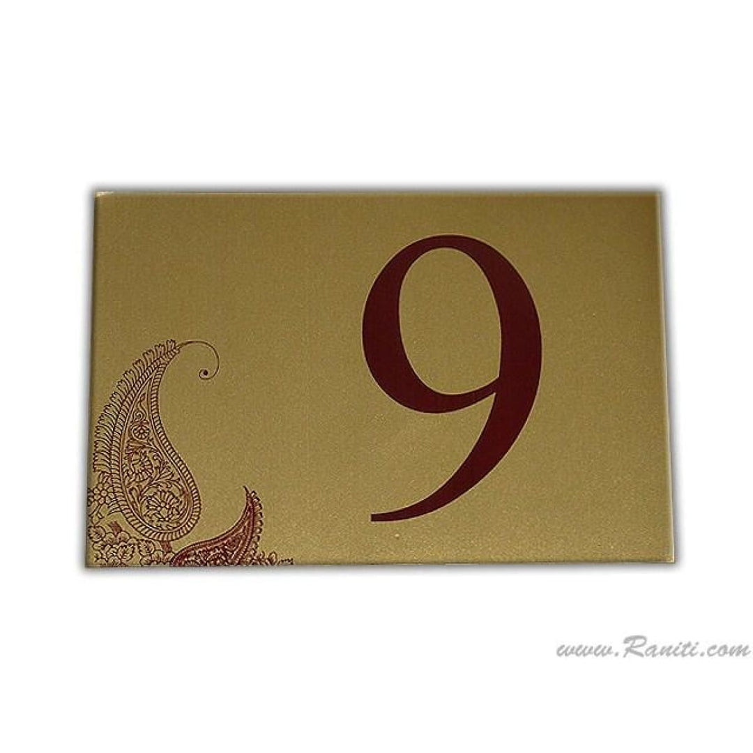 Paislely Theme Custom Table Number Card | Wedding Table Numbers Flat Cards AMTC-2 freeshipping - Raniti LLC - Custom Invitations & Stationery