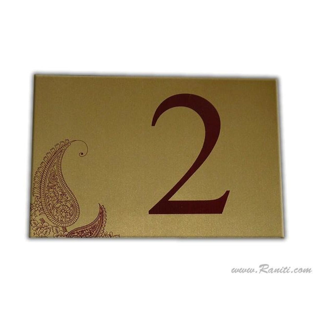 Paislely Theme Custom Table Number Card | Wedding Table Numbers Flat Cards AMTC-2 freeshipping - Raniti LLC - Custom Invitations & Stationery