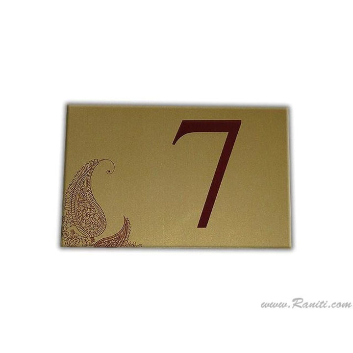 Paislely Theme Custom Table Number Card | Wedding Table Numbers Flat Cards AMTC-2 freeshipping - Raniti LLC - Custom Invitations & Stationery