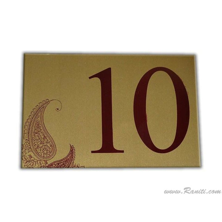 Paislely Theme Custom Table Number Card | Wedding Table Numbers Flat Cards AMTC-2 freeshipping - Raniti LLC - Custom Invitations & Stationery