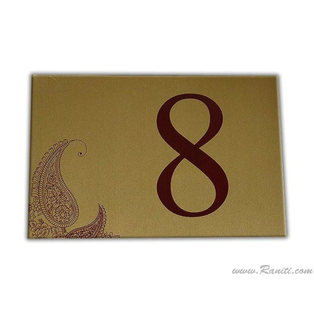 Paislely Theme Custom Table Number Card | Wedding Table Numbers Flat Cards AMTC-2 freeshipping - Raniti LLC - Custom Invitations & Stationery