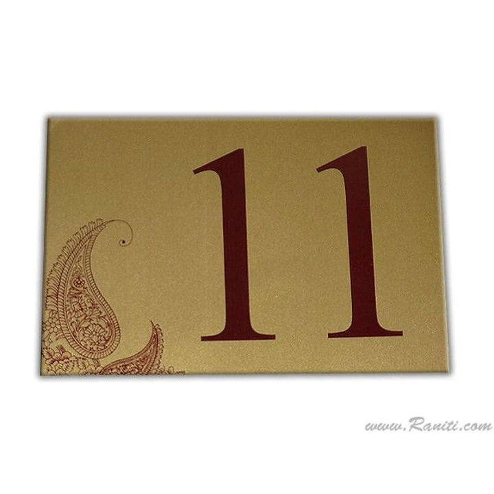 Paislely Theme Custom Table Number Card | Wedding Table Numbers Flat Cards AMTC-2 freeshipping - Raniti LLC - Custom Invitations & Stationery